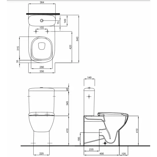 Style zestaw WC kompakt Rimfree miska odpływ uniwersalny